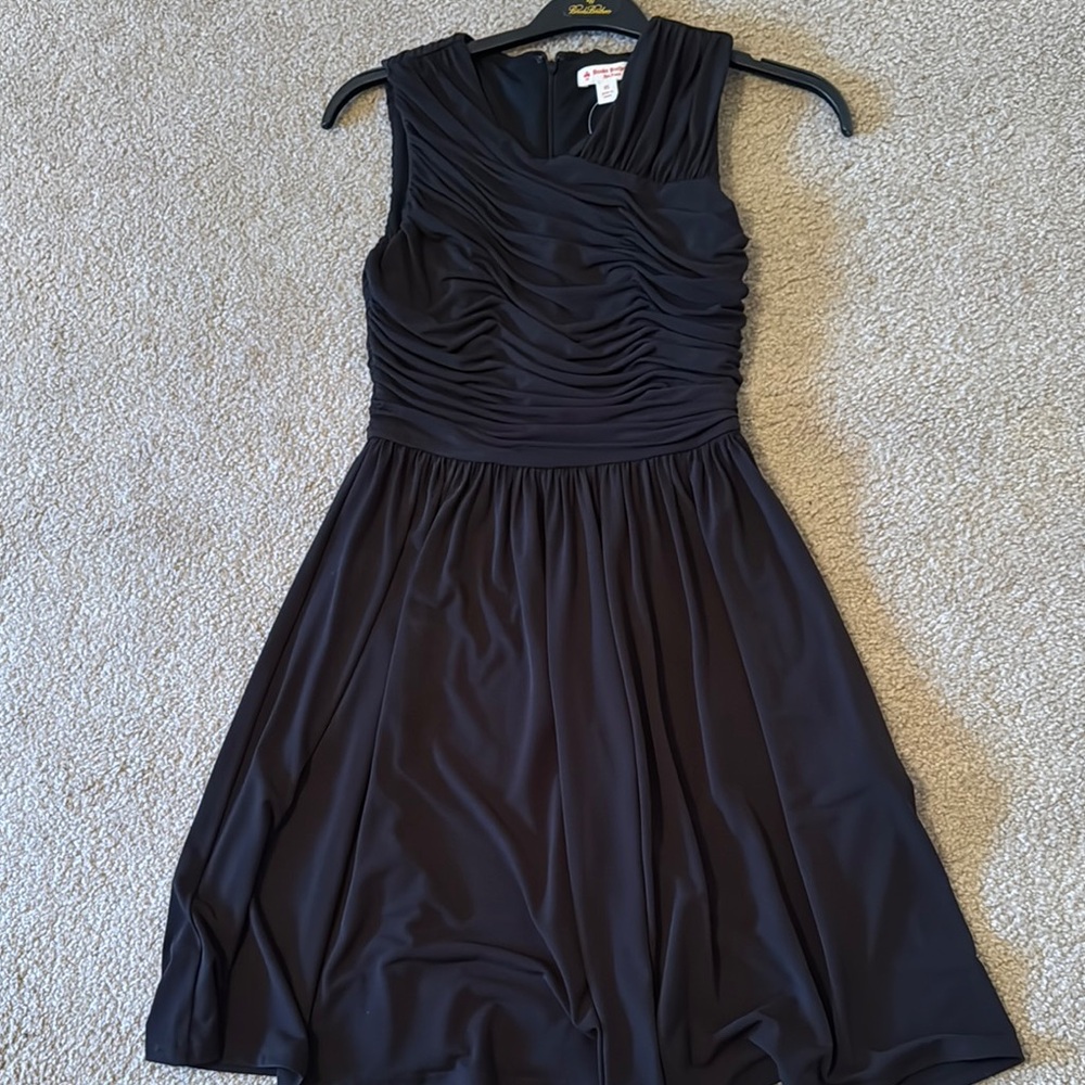 Brooks Brothers Black Ruched Fit and Flare Mini Dress